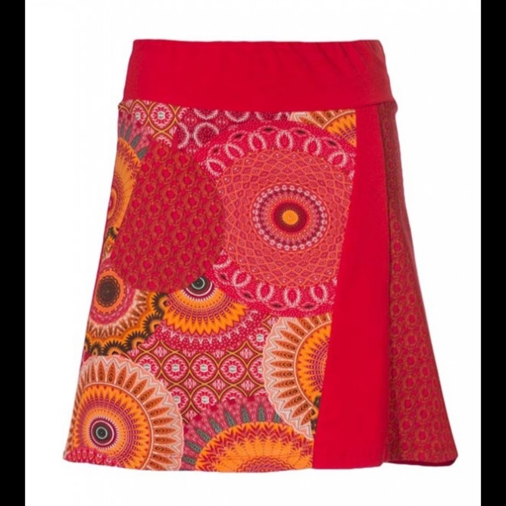 Coline funky boho orangey red skirt mandala